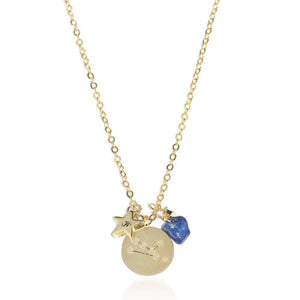 Taurus gold zodiac crystal sapphire birthstone necklace